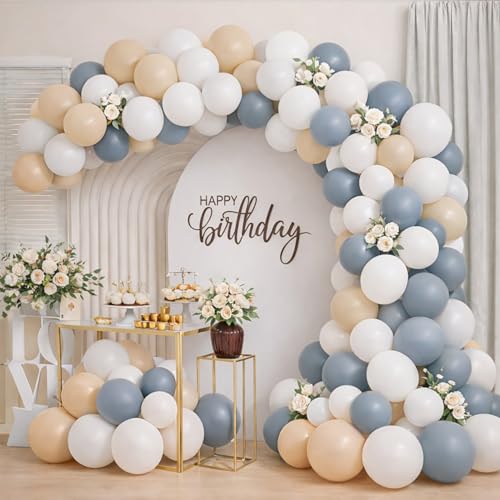 Image of Party Propz Balloon Decoration Kit - Set of 61 Pcs Gold White Grey Balloons for Decoration, Latex Balloons with Balloon Arch Strip for Birthday Party, Anniversary & Home Decoration