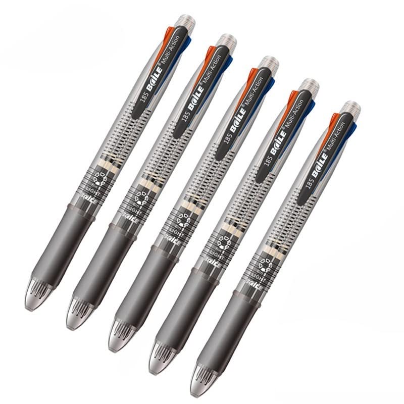 Ołówki 5 szt./partia wielokolorowe 5 w 1 długopis kulkowy 0,7 mm 4 kolory wkład do długopisu kulkowego i 0,5 mm zestaw grafitów do ołówka mechanicznego (5 szt. zestaw wielokolorowy) (5 szt. zesta