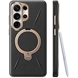 TORRAS Samsung Galaxy S26 Ultra 用 ケース【新感覚レザー・スキンタッチ】Ostand Q3 レザートーン MagSafe対応 リング スタンド 360°定点回転 縦横両対応 マグネット搭載 革 米軍規格 耐衝撃 指紋防止 こくよう・ブラック