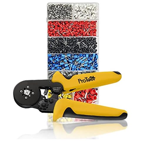 Crimper Plier Set, 0.25-10mm²/AWG23-10 Self-Adjustable Ratchat Wire Crimping Tool with 1200 Wire Terminal Crimp Connectors and Wire End Ferrules (Crimping Tool+1200 terminals) Cover