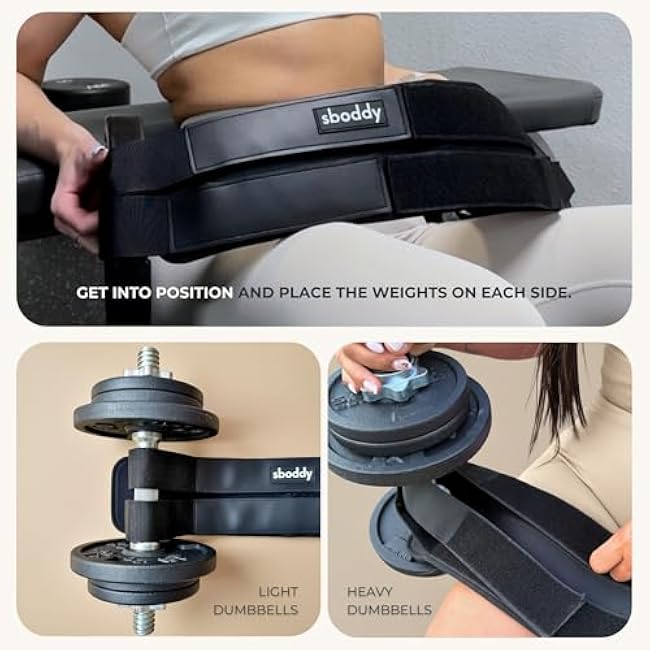 Hip Thrust Belt with Dual-Strap Design ¨C Booty Builder for Heavy Dumbbells, Kettlebells & Plates Up to 400 lbs ¨C Comfortable Glute Workout Equipment for Women ¨C Coach Tested ¨C Home & Gym Use.