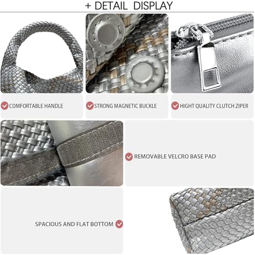 Image of JINMANXUE Woven Tote Bag for Women, Fashion Hobo Handbag, Travel Top-handle Shoulder Bag, Beach Underarm Bag with Purse
