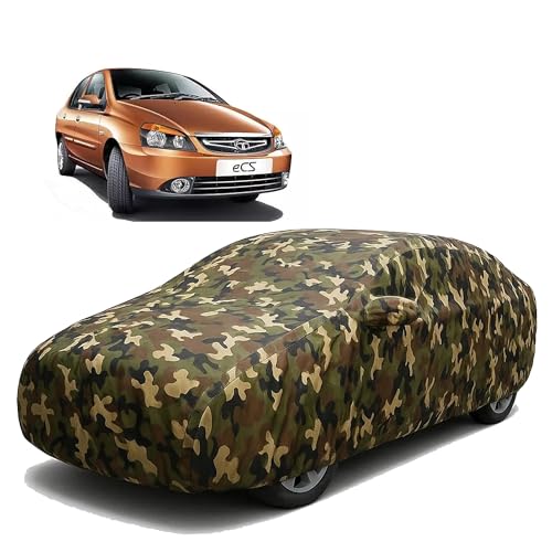 Image of Sulfar 100% Waterproof Car Body Cover for Tata Indigo ECS - Triple-Stitched Dustproof UV, Heat & Rain Protection with Mirror Pockets, Full-Bottom Elastic & Free Storage Bag - All-Weather Indoor Outdoo