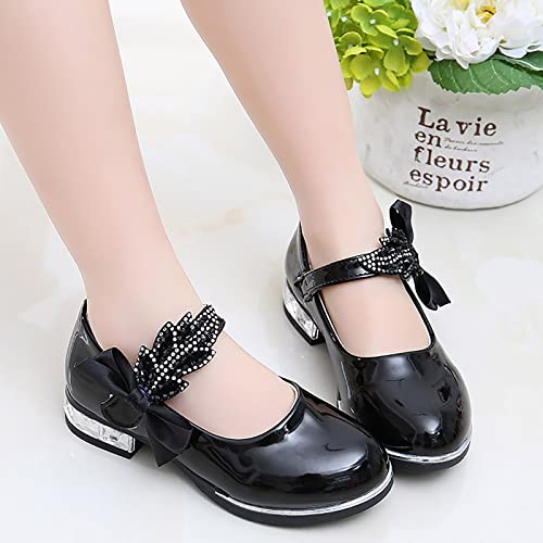 Toddler Princess Shoes,Little Girls Kids Low Heel Bowknot Princess Shoes Wedding School Party Dress Shoes 3-13 Years3