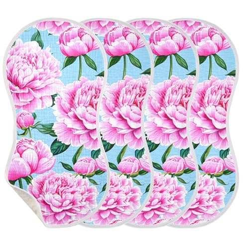 xigua Peonies Baby Burp Cloths for Newborn Boys and Girls 1 Pack, Soft & Absorbent Cotton Baby Burp Cloth, Baby Washcloths, Newborn Towel, Burp Rags3