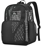 MAY TREE Mesh Backpack for School Beach Swimming Outdoor Fitness, Heavy Duty Mesh Bookbag with St...