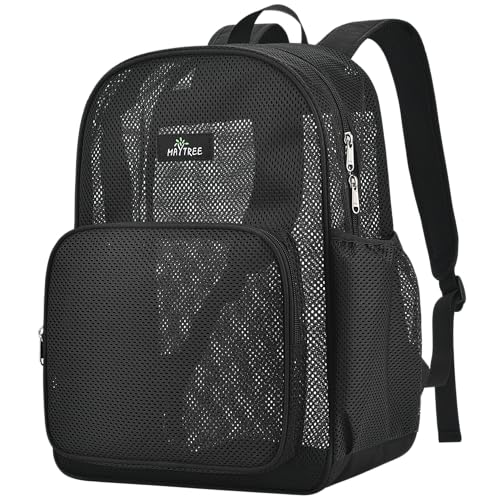 MAY TREE Mesh Bacpack for School Beach Swimming Outdoor Fitness, Heavy Duty Mesh Bookbag with Sturdy...