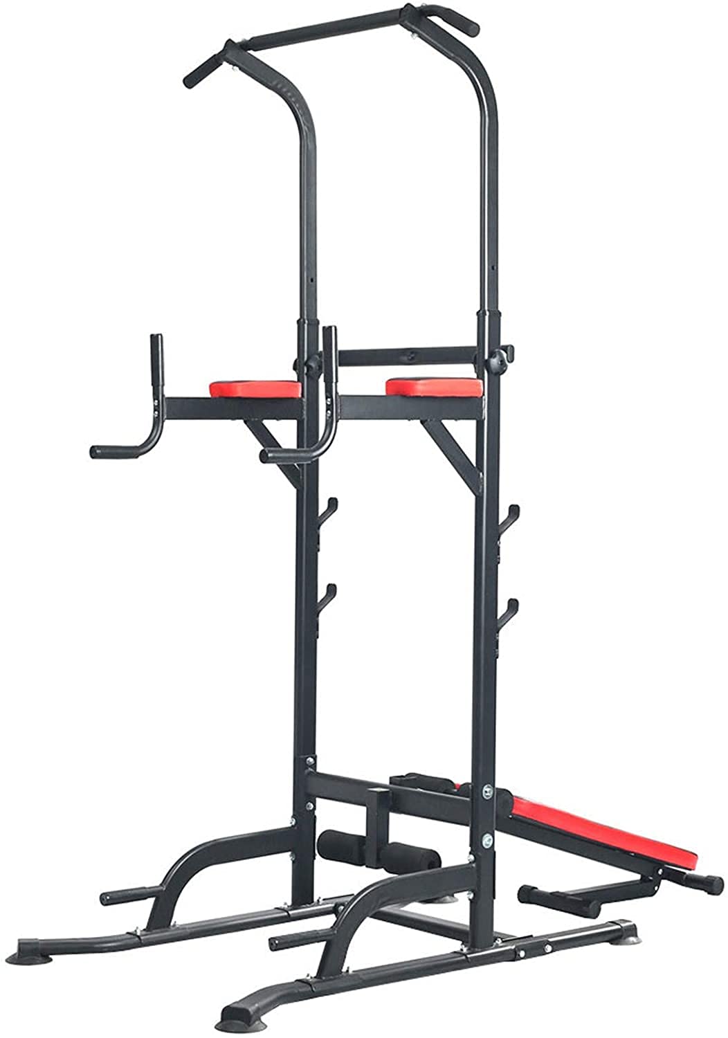 MaGiLL Gym Strength Training Dip Stands with Bench Pull Up Bars Free Standing Stand Dip Station Power Tower