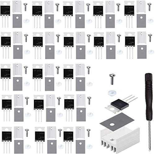 DKARDU 20 pcs IRF540 IRF540N Mosfet Transistor 33A 100V N-Channel Power MOSFET TO-220 with Heatsink Screw Washer Rubber Silicone Screwdriver for Home Industry and DIY