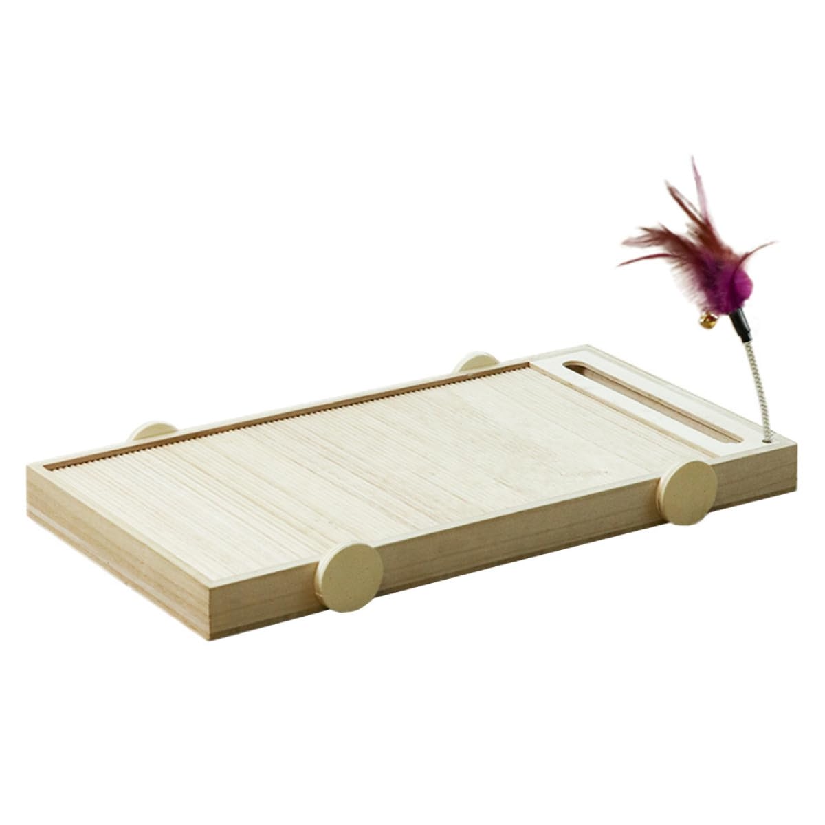Beaupretty Tiragraffi Compatto in Legno Resistente per Gatti con Giocattolo AntiGraffio Multifunzione Protezione Mobili per Interni per Animali Domestici