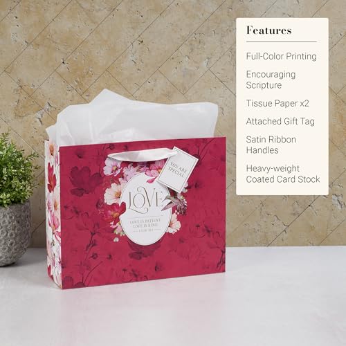 Image of Christian Art Gifts Large Red Gift Bag with Tissue Paper, Love