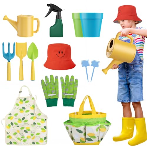 Herramientas de Jardín 13 Piezas para niños con Herramientas de jardín con Bolso de Mano Herramientas de Jardín Multifuncionales