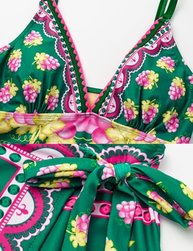 FLAXMAKER Women One Piece Deep V Neck Grapes Print Padded Swimsuit Two Piece Swimwear Bathing Suits4