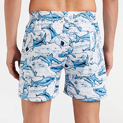 Image of Longies Cotton Mens Boxers Pack of 3 Regular Printed (LGBOXPO3VOO3 G.Blue,White,Maroon3447 L)