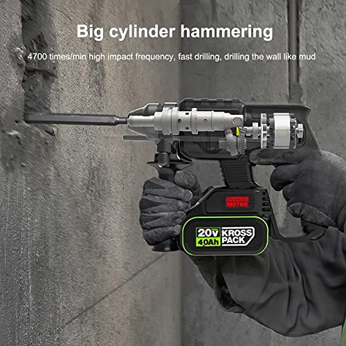 13-teiliges Set Bohrhammer Für Beton, 20V SDS Akku-Abbruchhammer Mit 4.0Ah Akkus Und 2A Schnellladegerät, 1350RPM… – Bild 3