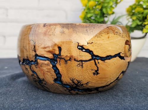 Image of Handmade Rosewood Yarn Storage Bowl for Knitting & Crocheting with Free Crochet Hook | Resin Yarn Bowl for Yarn Winder, Crochet Hook Accessories | Yarn Bowl Wood (Large)