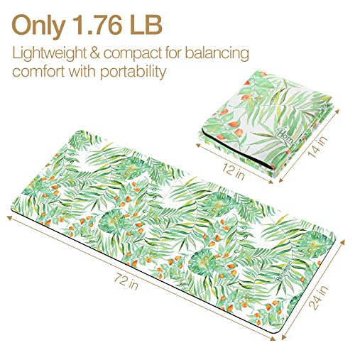 Homaisson Folding Travel Yoga Mat: 4Mm Extra Thick Yoga Mat For Women|Non-Slip Tpe High-Density Breathable Pro Yoga Mat For Men Foldable Print Graphic Fitness Mat - 72"L X 24"W Workout Mat For Yoga Pilates Floor Exercises #TOP3