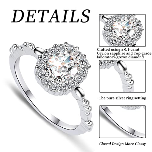 Obiyos 14K Gold D-Grade Lab-Created Diamond Wedding Band Promise Ring Eternity Ring Engagement Ring Pure Silver Diamond Rings For Women (Sky's Desire, 8) #TOP2