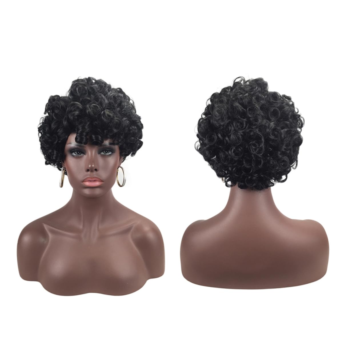 FOMIYES Lot De 2 Perruques Courtes Et Bouclées Pour Femme Longueur Niveau De La Mâchoire Pour Un Usage Quotidien Et Les Fêtes