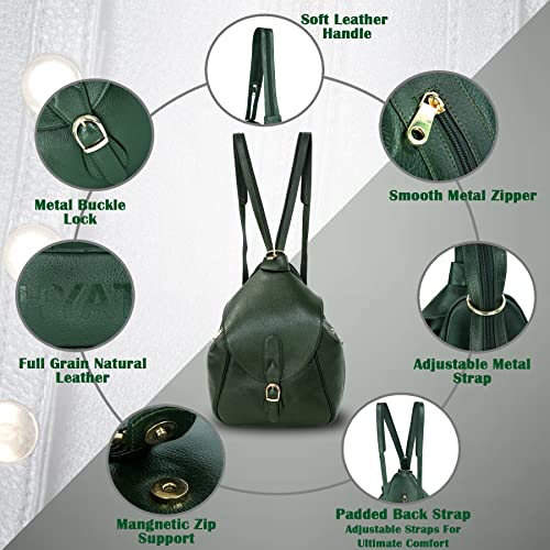Image of RICHSIGN LEATHER ACCESSORIES 2 In1 Full Grain Natural Leather Backpack & Shoulder Handbags For Women Office (Dimension-L-9 X H-12 X W- 5 Inch) Weight- 0.6 KG / 600 GR.