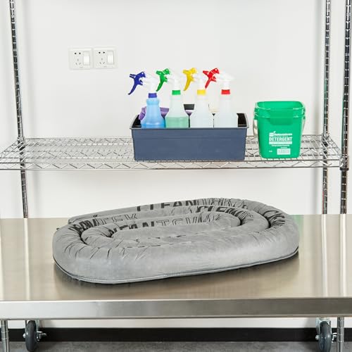 Image of Restaurantware Absorbent Sock 1 Pack of 3 inch x 144 inch Heavy Duty Water Absorbing Snake Non-Flammable Gray Polypropylene Oil Spill Barriers for Chemical Fluids, Industrial Cleanup, Garages, Labs