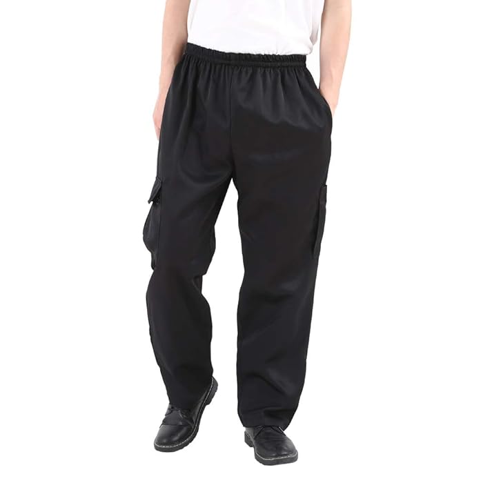 Buy Men's and Women's Black Baggy Chef Pants Floral Restaurant Work
