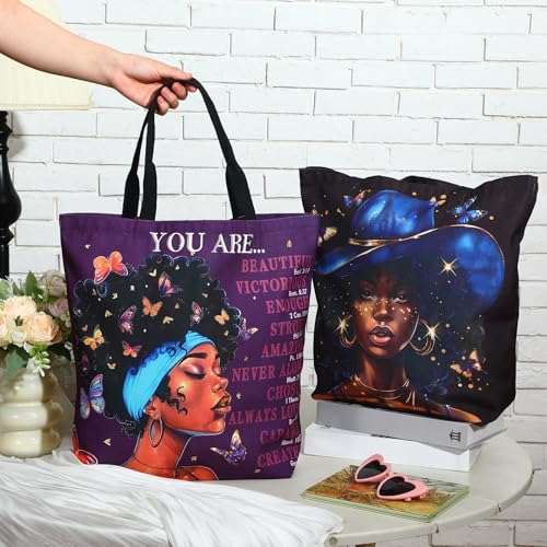 Silkfly 4 Pack Bolsas Tote Afroamericanas para Mujer miniatura 3