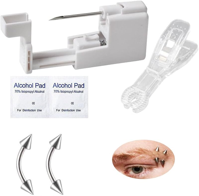 Kit para Piercing Corporal AM RONG MAGIC com Pistola, Anéis e Acessórios — 5 peças