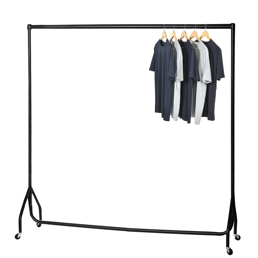 Shopfitting Warehouse Black Heavy-Duty Tall Clothes Rail, H2055 mm - Available in 5 ft or 6 ft Widths 6ft wide