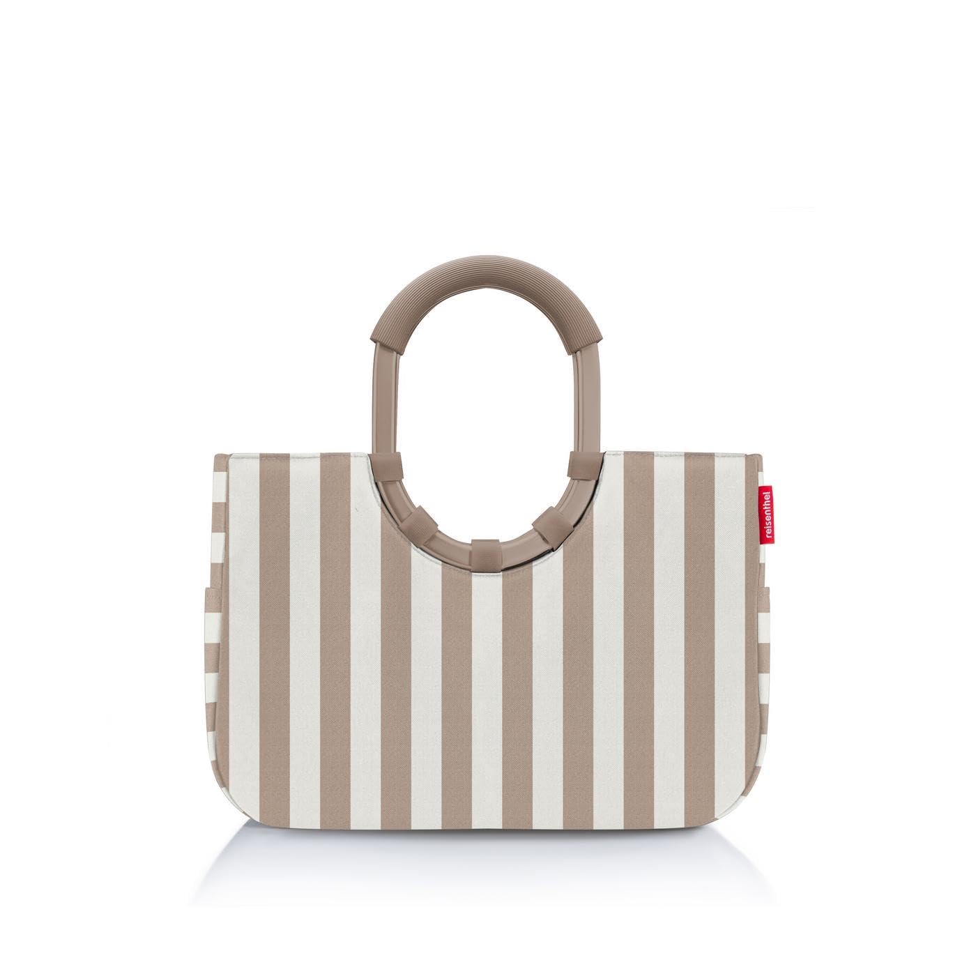 reisenthel Loopshopper M - Sturdy Bag with Practical Compartments Made from Recycled PET Bottles - Elegance When Shopping, Lots of Function Included, Summerstripes Coffee, M, Casual
