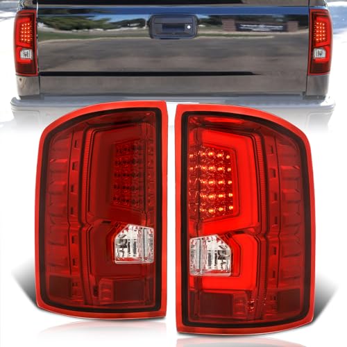 AJP Distributors Rear LED Tube Bar Tail Lights Brake Lamps Stop Assembly Pair Set Left & Right Compatible/Replacement For Sierra Pickup Truck 1500 2500HD 3500HD 2014 2015 2016 2017 2018 14 15 16 17 18
