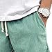 JEShifangjiusu Mens Drawsting Fashion Corduroy Shorts Summer Beach Shorts Elastic Waist Sport Short with Pockets (Light Green,X-Large)