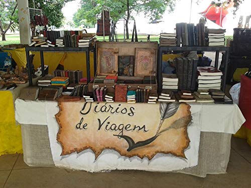 Diários de Viagem em Couro Caderno Médio (Vermelho Estonado)