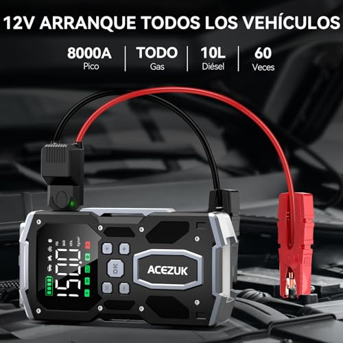 Arrancador de coche 12V con compresor de aire portátil ACEZUK 2