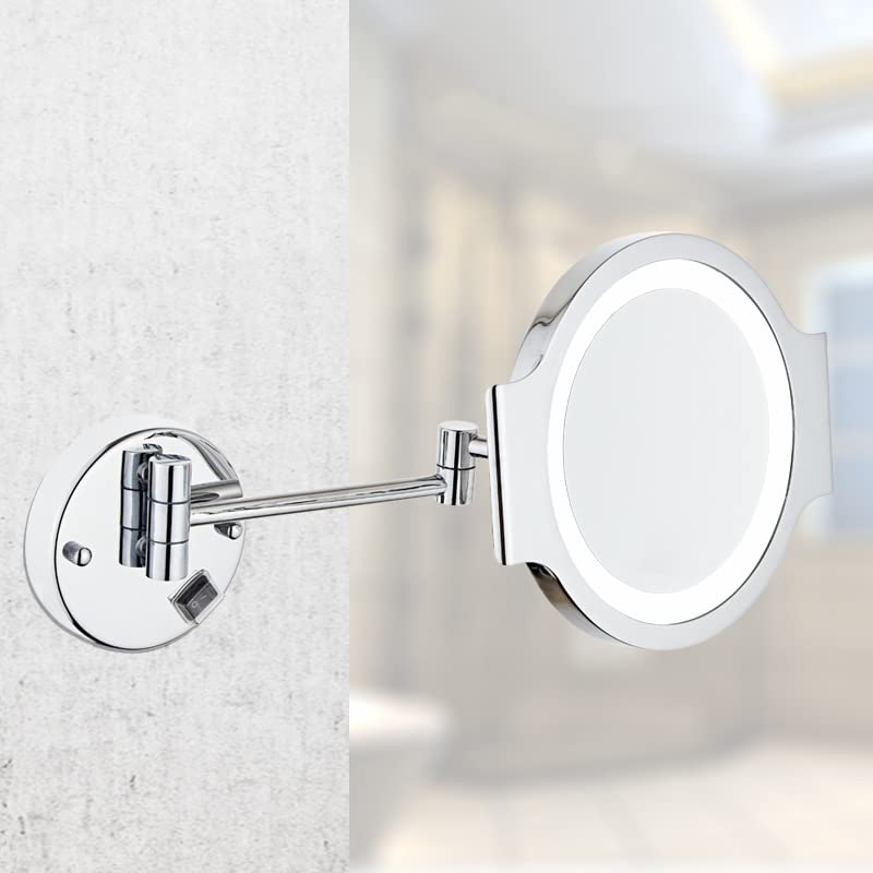 Miroir de maquillage LED mural lumineux double face 3X extensible