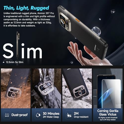 Ulefone Rugged Smartphone, Armor 25T Thermal Imaging Camera, Android 14 12GB + 256GB Helio G99 Octa-Core, 50MP + 64MP Night Vision, 33W/6500mAh 6.78 Inch 120Hz, IP68 Dual SIM 4G Unlocked Cell Phone