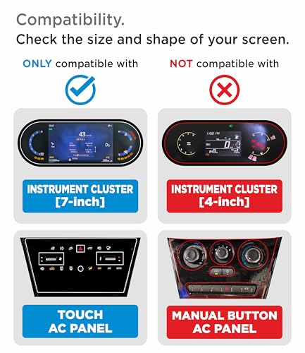{4 Pack} Screen Guard for TATA NEXON 2026 | 10.25” INFOTAINMENT (Round Corners) + 7” MID + AC Panel (Touch-Controlled) + Steering Cluster Protector | Only Fits **CREATIVE+PS** | HD Clear, Anti-Scratch, Water Resistant | [Not Tempered Glass] [NOT FOR CREATIVE/CREATIVE+S] **Match Each Screen Shape & Size Before Ordering*
