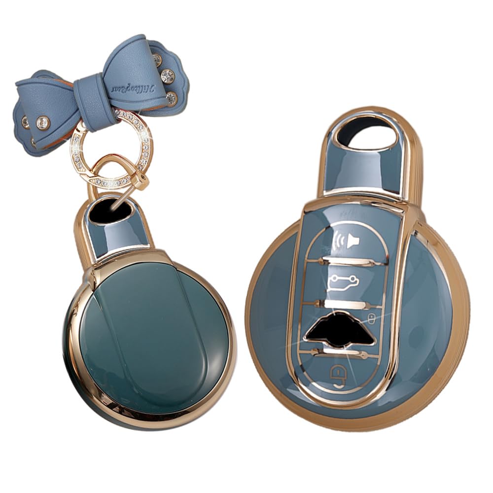 TPU Car Key Case Protective Key Fob Shell Cover fit for BMW mini F54 Clubman F55 hardtop F56 Hatchback F57 Cabrio Countryman Cooper S Cooper D Cooper SD 4 Buttons Car Key Shell Keyring