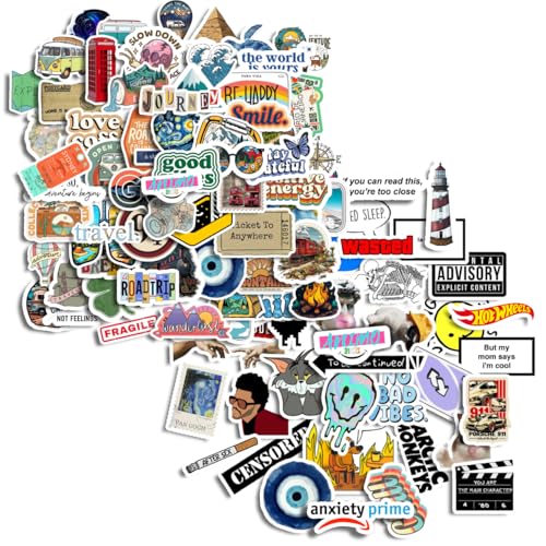 Image of 110pcs Travel Aesthetic Fanart Sticker Pack Perfect for Laptop Computer Car Water Bottle Travel Case Guitar Luggage Motorbikes (Water Resistant, Scratch Resistant, Residue-Free Removal)