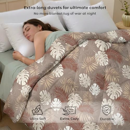 Image of AYKA Reversible AC Comforter 150 GSM Microfiber Summer Blanket Double Bed (90x100 Inches) | LeafLuxe Sage Design Cooling Quilt for AC Room | Soft Breathable Duvet Taupe & Brown