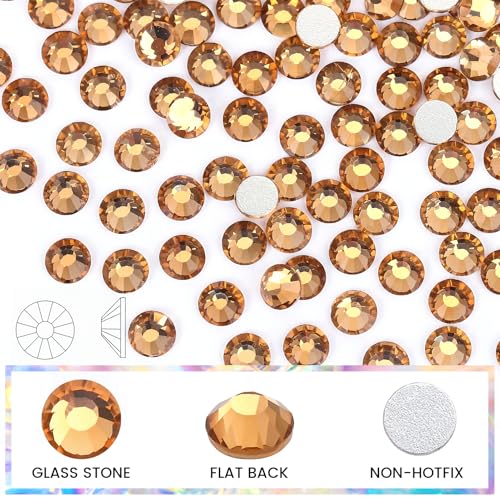 Image of Novani 1440pcs Flat Back Rhinestones Glass Stones Round Non Hotfix Gems for Crafts SS12 1440pcs Topaz