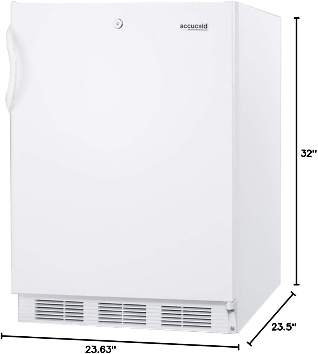 Summit Appliance FF7LWADA Accucold Commercial All-Refrigerator, ADA Compliant, 24" Wide, Factory-installed Lock, Automatic Defrost, Hidden Evaporator, Adjustable Shelves, 5.5 cu.ft Capacity
