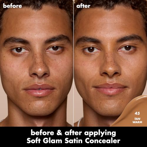 Image of e.l.f. Soft Glam Satin Concealer, Medium Coverage For Blemishes & Under-Eye, Crease-Resistant, Long Lasting, Vegan & Cruelty-Free, 45 Tan Warm