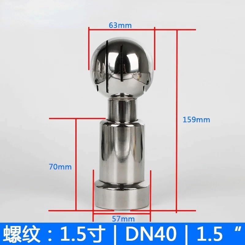 1pcs BSP 304 Stainless Steel Sanitary CIP Tank Cleaning Ball - 360 Degree Rotating Spray for Mechanical Equipment(1.5 In)