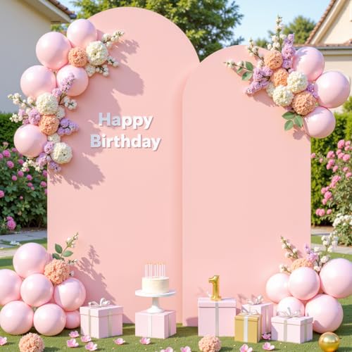 Image of Dusty Rose Photo Arch Backdrop Cover Set of 2 for Party Spandex 7.2 and 6ft Arch Covers Stretchy Backdrop Baby Shower Balloon Arch Stand Covers for Girls Birthday Wedding Bridal Shower Background