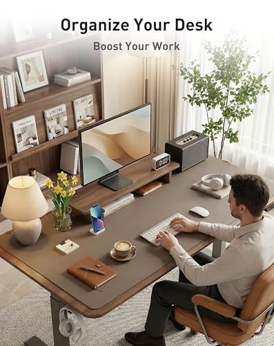 Image of Aothia Faux Leather Desk Mat - Large Mouse Pad, Non-Slip PU Leather Blotter, Waterproof Writing Surface for Office and Home (Coffee, 63 inch x 24 inch)