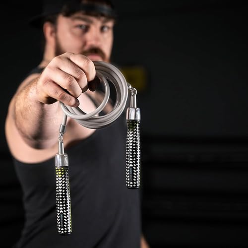 Miniatura 7 de Hererope - Cuerdas de saltar con peso para hombres y mujeres, cuerda de saltar de 12 libra con rodamiento de bolas, agarre antideslizante, cable de