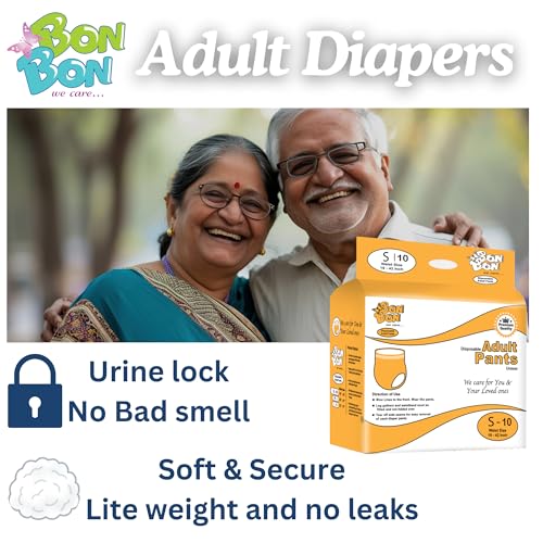 Image of Bonbon Premium Adult Diaper Pant Style Small (PACK OF 1) - 10 Count - S - Ultra Leak-Guard with Absorption and Distribution Layer (ADL) small adult diaper for men and women - Waist Size 19-42 Inch, 48-106 cm