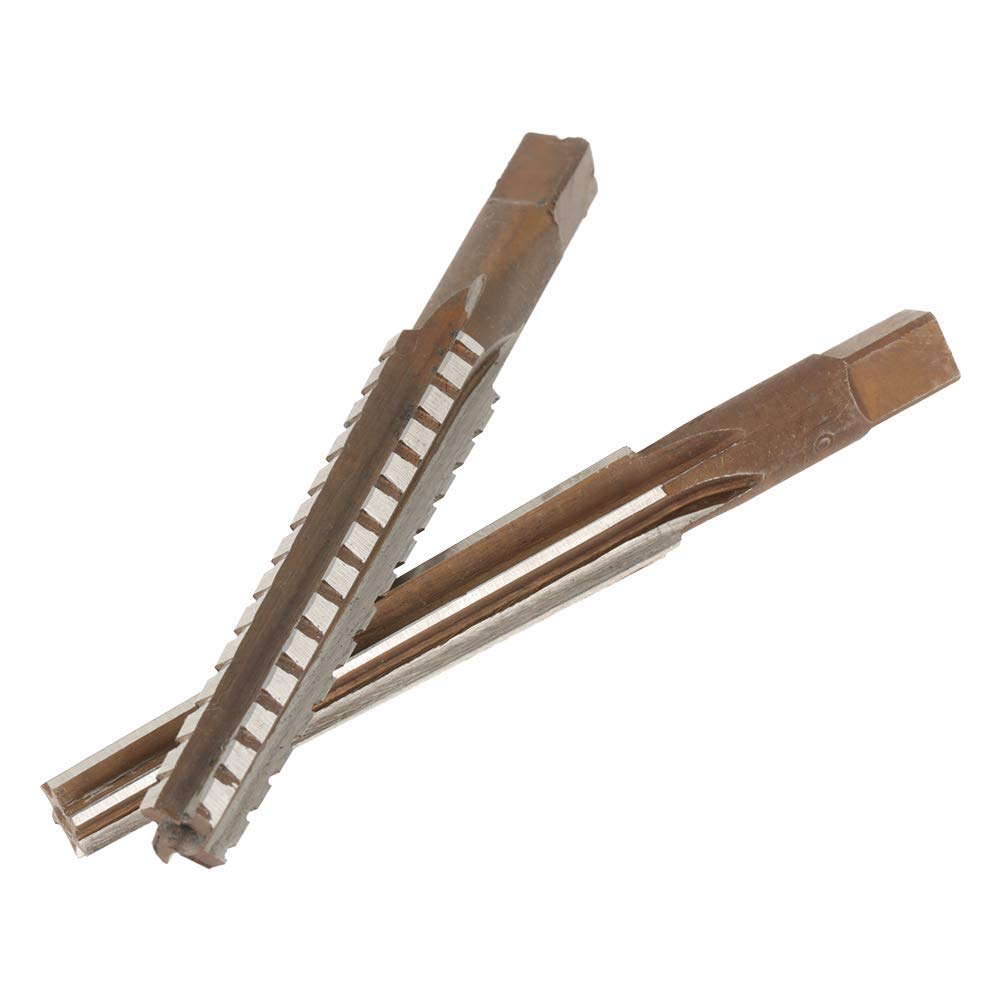 Chiloskit 2 pcs No.1 Straight Shank MT 1# Morse Taper Reamer Set Machine Reamer Taper for Lathe Milling Tool (MT1)