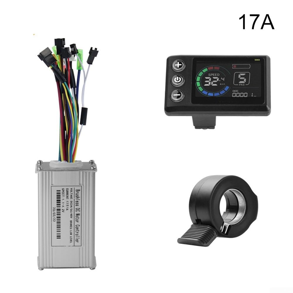 Contrôleur d'onde sinusoïdale trimode pour vélos électriques avec panneau de bord LCD s869 et poignée d'accélérateur compatible avec les systèmes de batterie 24 V 36 V 48 V jusqu'à 2000 W (17 A)